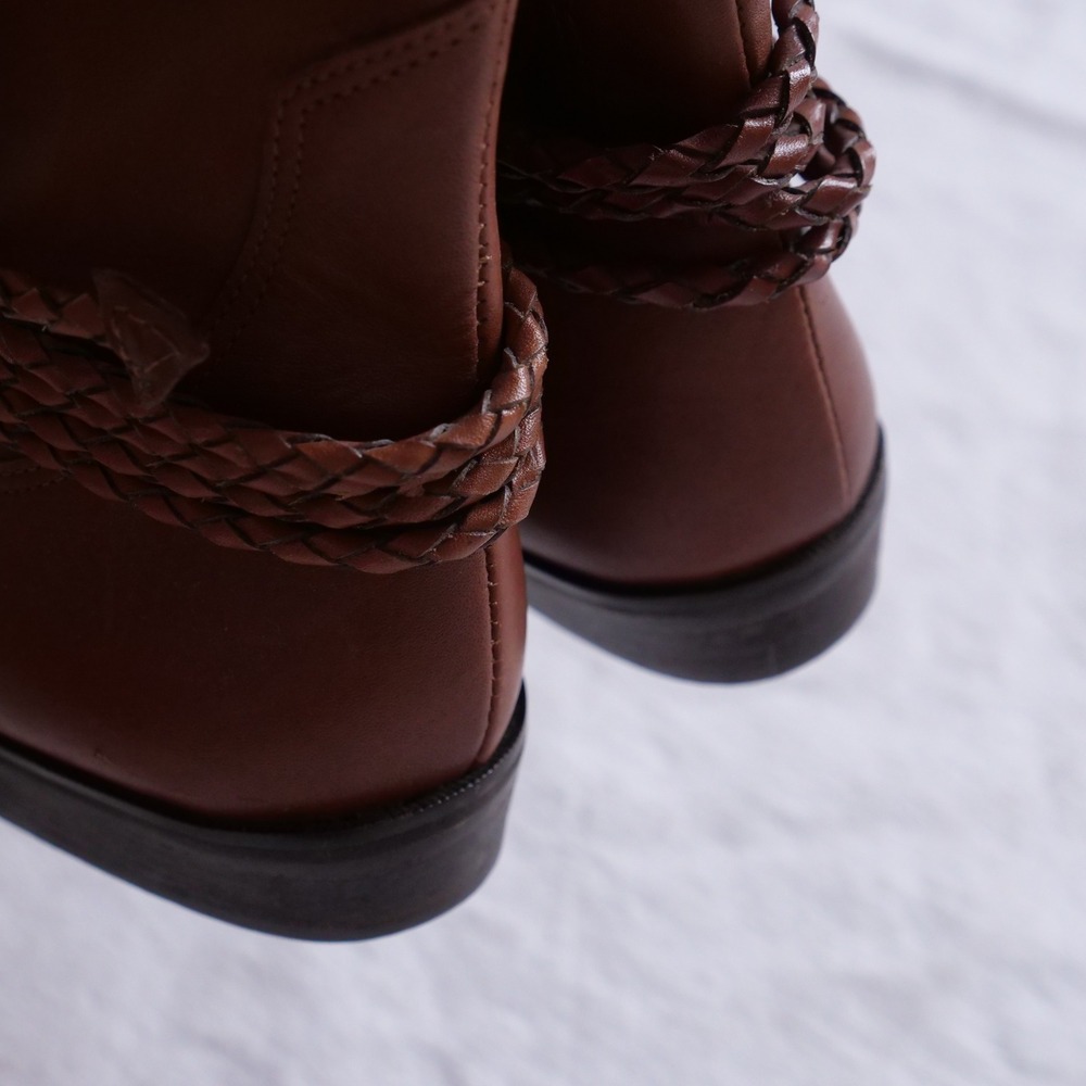 80s peanut butter brown leather mid calf boho boots - Picture 7 of 9